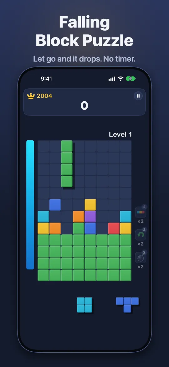 A shape held over the board, with a ghost showing where it will land